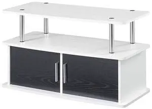 FOR Designs2Go Deluxe 2 Door TV Stand with Cabinets White