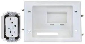 forElectronics 450081WH Recessed AVHDMI Cable Conceal Plate with Dual Power Surge Suppressor