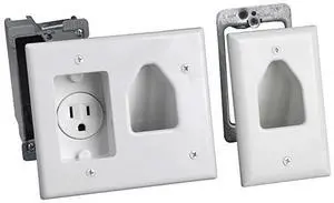 FOR Electronics 50-3321-WH-KIT Flat Panel TV Cable Organizer Remodeling Kit with Power Outlet - White