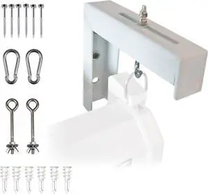 White Projector Screen L-Brackets, Single Metal Welded Construction, Wall or Ceiling Mount - Includes Hooks and Hardware, Model: ZVMAXLB6-W
