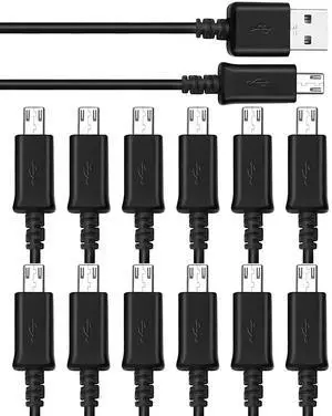 TekSonic [12-Pack] Micro USB Cable Multi Pack Bulk Lot - 1 M/3.3 ft Charging Data Sync Fast Micro USB to USB A Cord for Samsung Galaxy S7 S6 Edge J7 S5 Note 5 4 LG 4 K40 K20 Kindle PS4 Xbox Tablet