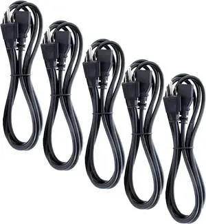 UL Approved 6 Feet Universal Computer Monitor Power Cord C13 Power Cable for Monitor PC Desktop Printer Scanner 18 AWG GA NEMA 5-15P to IEC13 (5 Pack)