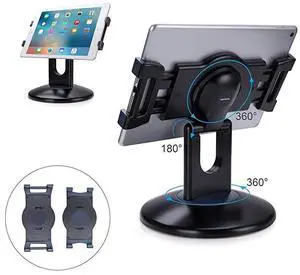 Retail Kiosk iPad Stand, 360° Rotating Commercial Tablet Stand, 6-13.5" Ipad Mini Pro-Business Tablet Holder, Swivel Design for Store POS Office Showcase Reception Kitchen Desktop (Black)