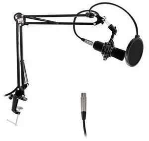 Suspension Microphone Boom Stand Simple ClampStyle Installation Desktop Scissor Spring Arm Mic Stand w Shock Mount Quick Setup attached Maximum Mic Arm Extension Dst= 226 ft  PMKSH01