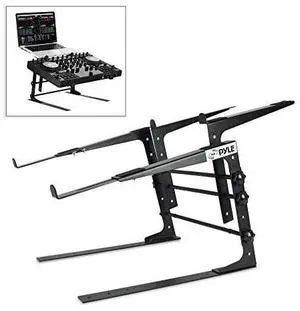 Portable Dual Laptop Stand Universal Standing Table with Adjustable Height Ergonomic Design AntiSlip Prongs for DJ Mixer Sound Equipment Workstation Gaming Home Use PLPTS38