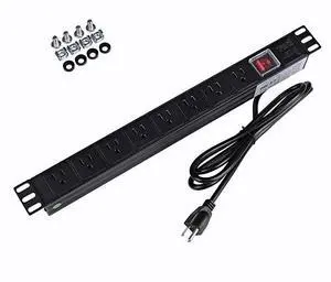 Power Strip Surge Protector RackMount PDU 8 Right Angle Outlets WideSpaced 15A125V 6ft Cord Black