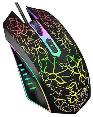 Wired Gaming Mouse, Ergonomic USB Optical Mouse Mice with Chroma RGB Backlit, 1200 to 3600 DPI for Laptop PC Computer Games & Work Black