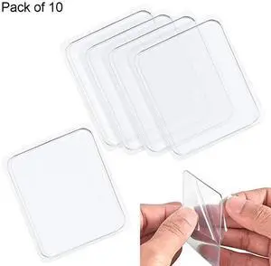 Traceless Super Sticky Gel Pads AntiSlip Double Sided Gripping Pads for Auto Car Home Cell Phone Glass Photo Holder with Easy Remove Washable Reusable Design Pack of 10 Transparent