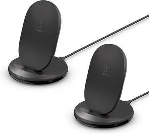 Wireless Charger (2-Pack) - Qi-Certified 15W Max Fast Charging Stand - Quick Turbo Cordless Upright Charger - Universal Qi Compatibility for iPhone Samsung Galaxy Google Pixel and More