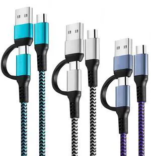 FOR USB C to USB C Cable 60W 3 Pack Fast Charging Cords 6ft QC & PD 2-in-1 USB-A/C to Type C Charger Cord Compatible with Samsung Galaxy S21 S10 S9 Note20 MacBook Pro 2020/2019 iPad Pro 2020/2019