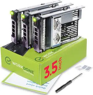 FOR-WorkDone 3-Pack - 3.5 inch Hard Drive Caddy with 2.5 inch HDD Adapter - KG1CH Compatible for Listed Dell PowerEdge Servers - Manual - Sled Front Sticker Labels - Screwdriver - Added HDD Tray Scre