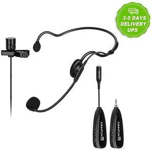 Wireless Microphone System 24G Wireless Microphone TransmitterReceiver Set with Headset Lavalier Lapel Mics Ideal for Teaching WeddingsPresentationsSchool PlayG102