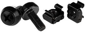 FOR com M6 x 12mm Screws and Cage Nuts 100 Pack M6 Mounting Screws and Cage Nuts for Server Rack and Cabinet Black CABSCREWM62B