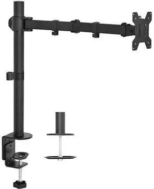 Single LCD Monitor Desk Mount Stand Fully AdjustableTiltArticulating for 1 Screen 13 to 27 STANDV001