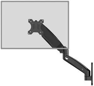 Single LCD Monitor Fully Adjustable Gas Spring Wall Mount Fits 1 Screen VESA up to 27 inch 143 lbs Weight Capacity Arm Max Extension 17 inch GSWM001 Black