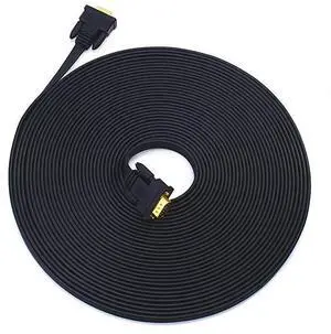 FOR-Slim Flat 100 Feet VGA Cable Male to Male 15 Pin Computer Monitor Cord 1080p High Resolution Black 30m