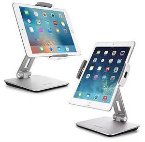 Professional Business POS Tablet Stand Flexible Tablet Mount for Home Office Commercial Desktop with 360 Swivel Holders for Any 414 Display Tablets or Cell Phones Silver