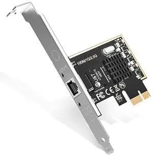 PCIe Network Adapter with 1 Port 25001000100Mbps PCI Express Gigabit Ethernet Card RJ45 LAN Controller Support Windows ServerWindowsLinux Standard and LowProfile Brackets Included