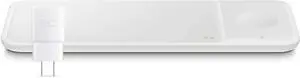 Samsung Electronics Wireless Charger Trio Qi Compatible - Charge up to 3 Devices at Once - for Galaxy Phones Buds Watches and Apple iPhone Devices White (US Version)