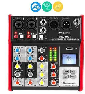 FOR-Sound 4 Channel Bluetooth Compatible Professional Portable Digital DJ Console WUSB Mixer Audio InterfaceMixing Boards for Studio Recording PMXU48BT5