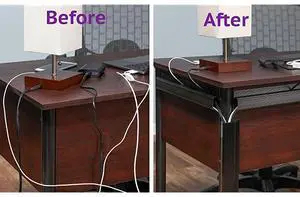 J Channel Desk Cable Organizer by  10 Black Raceway Channels Cord Cover Management Kit for Desks Offices and Kitchens
