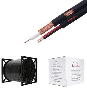 Black Bulk Siamese RG59U Cable 20AWG + 182AWG 95 Shielding CCTV Video Wire Black