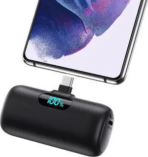 Mini Portable Charger 5000mAh Power Bank 15w PD USB C?Cell Phone Portable Power LCD Display Battery Pack Compatible with Android Phone/Samsung Galaxy S22 S21/Note/Moto/LG/Pixel /Nexus/OnePlus 9 etc