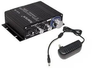 K3118 Texas Instruments TI Digital HiFi Audio Mini Class D Home Auto DIY Arcade Stereo Amplifier with 12V 3A Power Supply Black