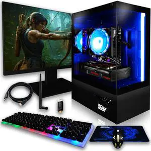 SAAV X12 2025 Gaming PC Tower Computer, AMD Ryzen 7 5800X 4.7GHz, Radeon RX 9060 XT 16GB GDDR6 22 inch Monitor 16GB DDR4, 512GB NVMe SSD, WIFI 6 Bluetooth Windows 11, RGB Prebuilt Desktop Bundle Black SAAV X12 2025 Gaming PC Tower Computer, AMD Ryzen 7 5800X 4.7GHz, Radeon RX 9060 XT 16GB GDDR6 22 inch Monitor 16GB DDR4, 512GB NVMe SSD, WIFI 6 Bluetooth Windows 11, RGB Prebuilt Desktop Bundle Black