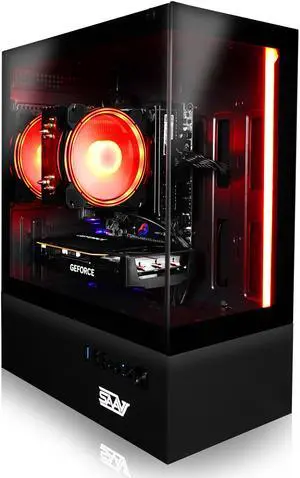 SAAV X8 2025 Gaming PC Tower Computer, AMD Ryzen 5 5500 4.2GHz, GeForce RTX 3050 6GB GDDR6 , 16GB DDR4, 512GB NVMe SSD, WIFI 6, Bluetooth, Windows 11, RGB Prebuilt Desktop Bundle Black