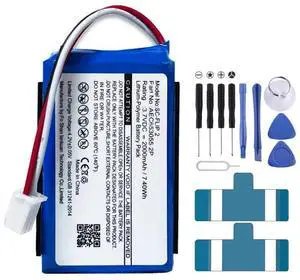 Hoegoa JBL Flip 2 Battery AEC653055-2P 2000mAh 3.7V Li-Polymer Replacement for JBL Flip 2 / Flip II Portable Bluetooth SpeakerPlug-and-Play DIY Repair Kit with Screwdrivers, Indoor Party Outdoor Trav