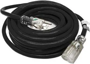25 ft Outdoor Extension Cord Waterproof - 12 Gauge Heavy Duty Extension Cord - Lighted Outdoor Extension Cords - Watts Wire - 25' Grounded - extensiones electricas