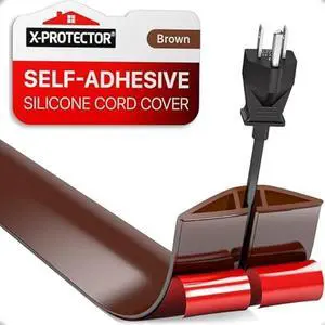 Floor Cord Cover X-Protector - 5 Overfloor Cord Protector - Self-Adhesive Power Cable Protector - Silicone Cord Protector - Ideal Extension Cord Cover to Protect Wires On Floor (60 in)