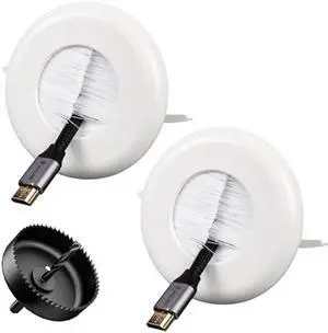 VCELINK Brush in Wall Cable Management Kit for Wall Mounted TV, Cord Hider for Low Voltage Cables Pass Through, Includes Hole Saw Drill Attachment and Mounting Brackets for Easy Install, White, 2-Pack