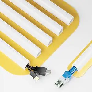 Delamu 94.2in Corner Cord Hider, Corner Cable Concealer for 2 Small Cable, Corner Cable Hider Cable Raceway, Corner Wire Hider Wall, Corner Cord Covers for Wires on Floor and Baseboard, 6X L15.7in