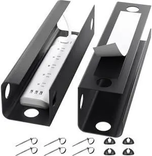 Yecaye 2 Pack Cable Management Under Desk, 31.5 in Under Desk Cable Management Tray,Cord Hider,Cord Organizer, No Screw Wire Management for Office and Home, Black