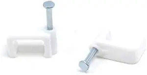 THE CIMPLE CO - Dual, Twin, or Siamese Coaxial Cable Clips, Cat6, Electrical Wire Cable Clip, 1/2 in Nail Clip and Fastener, White (100 Pieces per Bag)