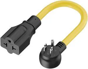 Heavy Duty 4 in 1 NEMA 5-15P Adapter Cord 12AWG, Plugrand NEMA 5-15P to 5-15R, 5-20R, 6-15R, 6-20R Adapter Cable, 15A/125V Household AC Plug to 20 Amp T Blade Extension Cable