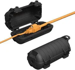 2 Pack Extension Cord Cover Outdoor, Cord Connector Protector IP54 Water-Resistant with 4 Detachable Latch, Indoor Outdoor Electrical Safety Box for Garden, Power Tool, Holiday Decoration Light, Black