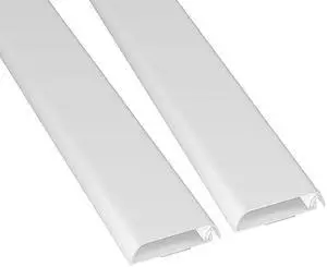 D-Line TV Wall Mount Cord Hider, Hide Mounted TV Cables, Wire Covers, Self Adhesive Cover for Cords, Paintable, Low Profile, Seamless Cable Raceway - 2X 2.36in W x 0.59in H x 15.7in L - White