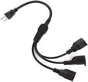 [Etl Listed] Qlfecle 1 to 3 Outlet Power Splitter Cord 3.3FT/1M (NEMA 5-15P to NEMA 5-15R) 16AWG Heavy Duty Cable Strip Outlet Saver1