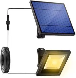 Solar Lights Outdoor with 16FT Cable Dusk to Dawn Solar Flood Lights Waterproof LED 3000K Spot Light for Outside, Garage, Yard, Street, Flag, Landscape Lighting(Warm White)