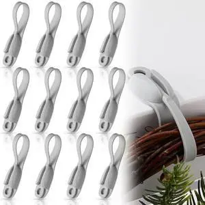 12 Pcs Christmas Garland Hanger for Mantle Cord Bundlers Cord Organizer for Appliances, Self Adhesive Kitchen Sticky Silicone Holder Organizer for Christmas Wreath Fireplace(Gray)