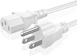 TNP Universal Power Cord (10 Feet) - NEMA 5-15P to IEC320C13 Power Cable Wire Connector Socket Plug Jack - White