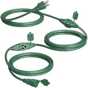 SURAIELEC 25 FT Outdoor Extension Cord with Multiple Outlets, 3 Outlet Multi Plug Power Cord, 16/3 Gauge SJTW, Weatherproof for Landscape, Christmas Tree Lights, Halloween, Holiday Decorations, Green