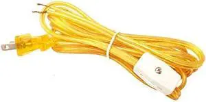 B&P Lamp® 8 Foot Clear Gold Cord Set with Inline Rotary On-Off Switch, SPT-1 Cord Size