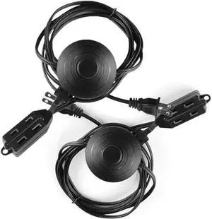 8 Feet Indoor 3 Outlet Extension Cord with Foot Switch - with Safety Water Proof Cover (2 Packs)