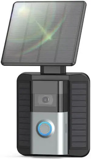 QIBOX Solar Charger Compatible with Ring Video Doorbell (2020 Release), Micro USB Port Only, Not for USB-C or 2-Prong Ports, 2.9W Waterproof Solar Panel for Continuous Power