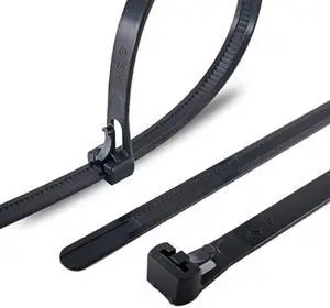 HS Adjustable Zip Toes Black (100 Pack) Wire Ties Reusable Zip Ties 10 Inch 50 LBS Cable Ties Releasable Heavy Duty Ratchet Tie Down Straps for Christmas Tree,String Lights,Mussy Wires