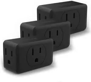 VINTAR 3 Pack Multi Plug Outlet Extender, Adapter, Splitter, Black, Type A, 125V, 15A, ETL Certified